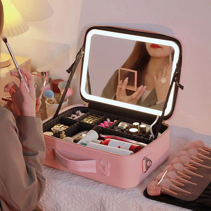 Makeup Bag with LED Mirror